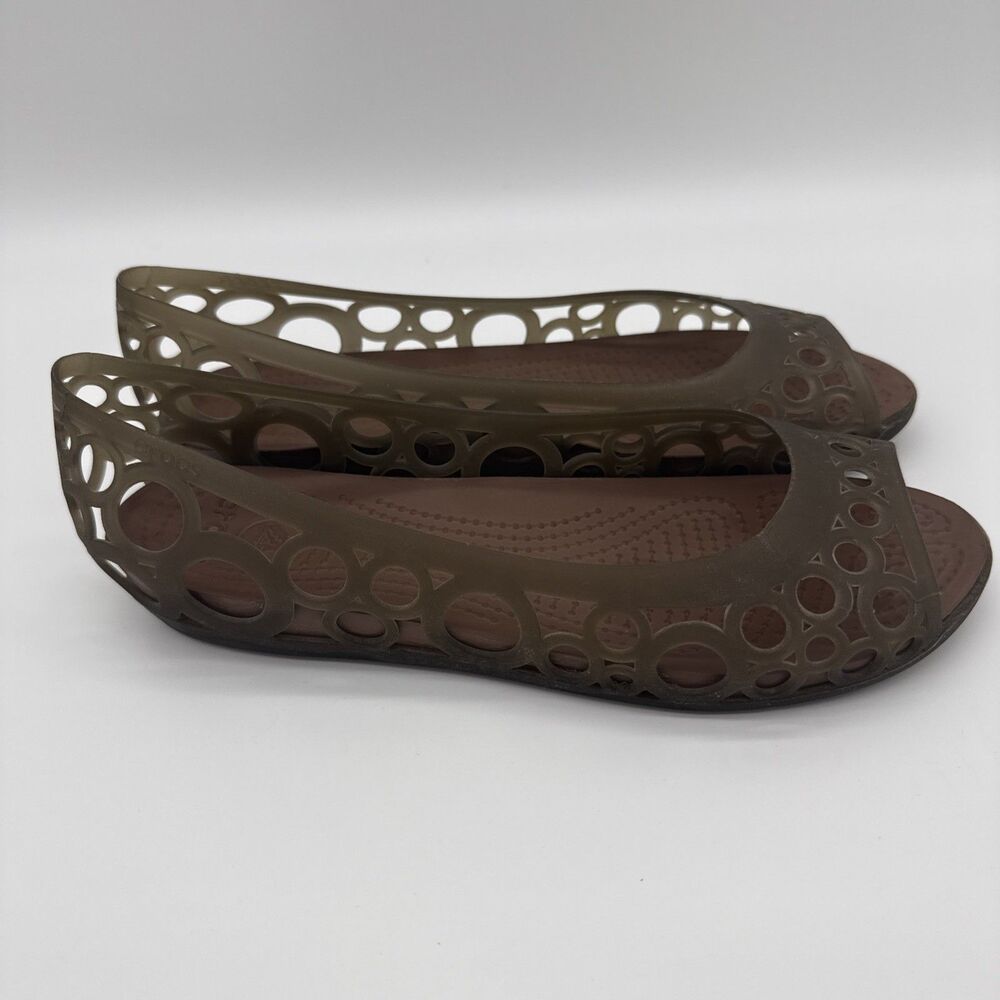 Crocs Adrina Jelly Open Toe Flats Size 8 Womens Sandals